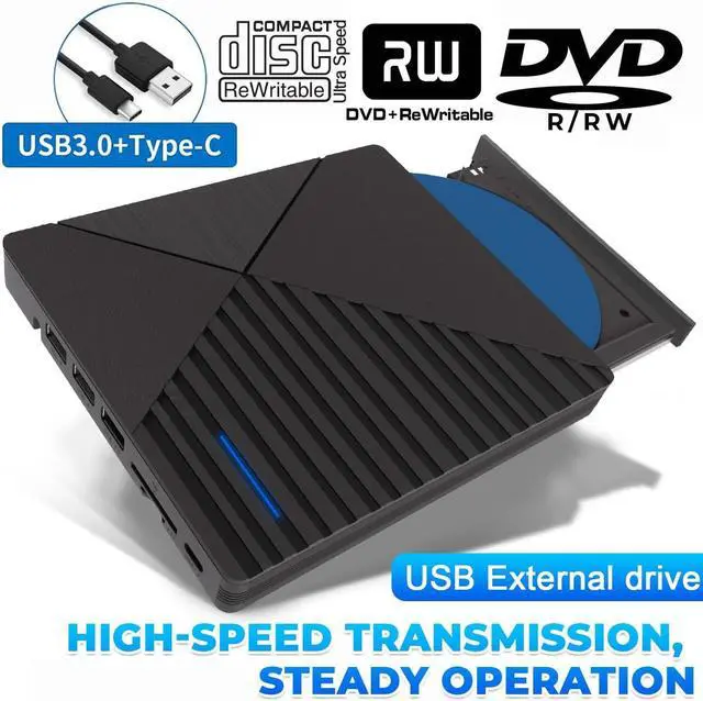Alt view image 6 of 7 - AUTYUE External CD DVD Drive, 7-in-1 Portable CD DVD +/-Rw Reader Disk Drive Slim DVD/CD Burner Player, USB 3.0 and Type-C Optical DVD Drive ROM Burner Rewriter for Laptop PC Windows 10/8/7/XP Mac OS