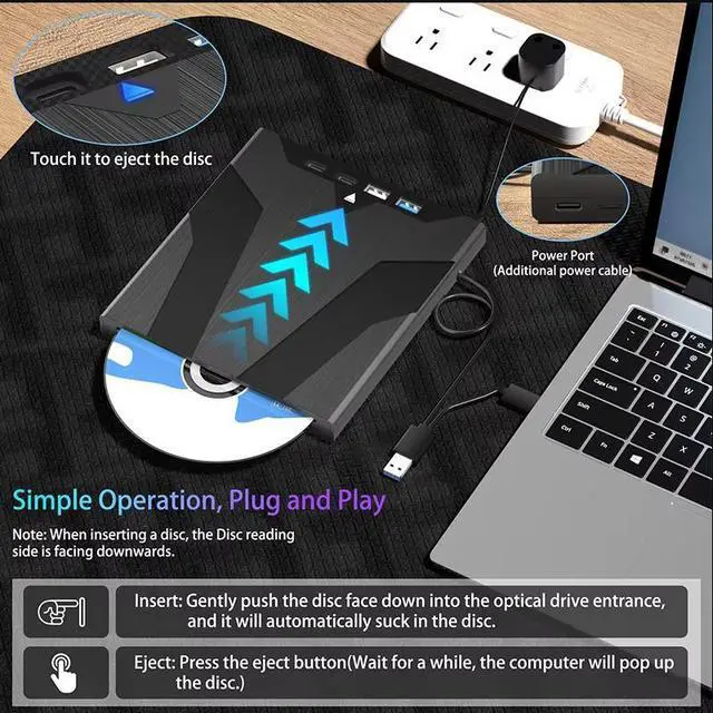 Alt view image 5 of 7 - AUTYUE [7 in 1] USB 3.0 External Blu Ray Drive with USB A & USB C and SD/TF Slot Ports, Portable Blu ray Player for PC Laptop 3D BD Disc Reader CD DVD -/+RW Burner Compatible with Windows Linux Mac OS