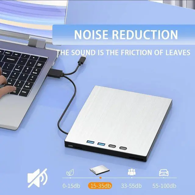 Alt view image 4 of 7 - AUTYUE External CD/DVD Drive, 7 in 1 Portable USB DVD Drive External with 2 USB A+2 Type C Ports, TF/SD Card Slots CD Drive for Laptop, CD Reader for PC Compatible with Windows XP/11/10/8/7 Linux Mac