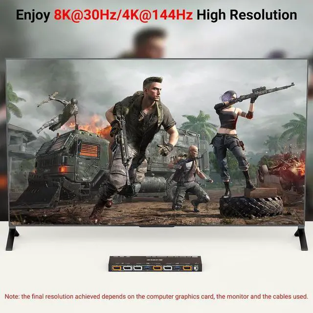 Alt view image 2 of 7 - AUTYUE DP KVM Switch 2 Monitors 2 Computers Displayport with Audio, 8K@30Hz 4K@144Hz USB 3.0 Dual Monitor Displayport KVM Switch, KVM/USB Mode Share 4 USB Devices, with Wired Control and Power Adapter