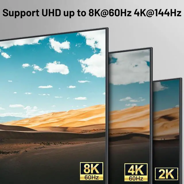 Alt view image 7 of 7 - AUTYUE HDMI + Displayport KVM Switch 2 Monitors 2 Computers 8K@60Hz 4K@144Hz, Dual Monitor KVM Switches with 4 USB 3.0 Ports for Keyboard Mouse Printer, Wired Remote, Power Adapter, USB Cable Included