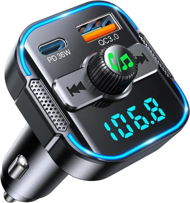 Main image of AUTYUE Upgrade Bluetooth 5.3 Car Adapter [PD 36W+QC3.0 18W], 2-in-1 FM Transmitter  [Dual Stronger Mics] & Fast Car Charger, Wireless FM Radio Adapter Hands-Free Call, Siri Assistant