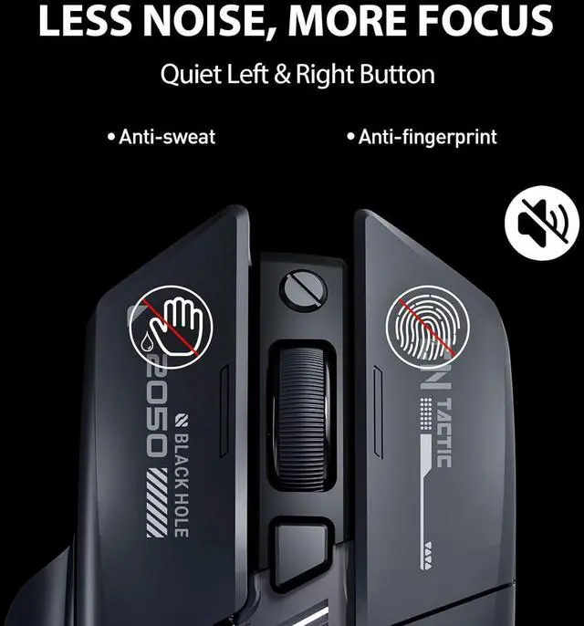 Alt view image 6 of 6 - AUTYUE Wireless Mouse for Laptop, 2.4G/Bluetooth 5.0 Wireless Mouse, Gaming Mouse, RGB Lighting, 2400 DPI, 6 Buttons, Visible Battery, Type-C Charging, Wireless Mouse for Windows, macOS Linux, iOS