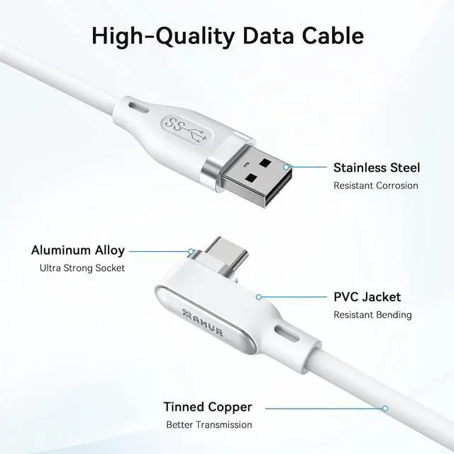 Alt view image 4 of 7 - AUTYUE 16FT (5M) VR Link Cable Compatible with Me-ta Quest 3/3s/2/Pro & Pico 4 Series - Max to 5Gbps USB-C Data Line to USB 3.0, USB A to USB C Link Cable for PC Gaming & SteamVR Transmission