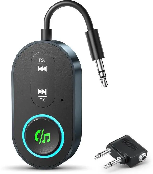 Main image of AUTYUE Upgraded Bluetooth 5.3 Transmitter Receiver, 2-in-1 Airplane Bluetooth Adapter, Compatible with 2 AirPods or Wireless Headphones, with 3.5mm Aux Audio Jack for Home Stereo, Airplane, Car