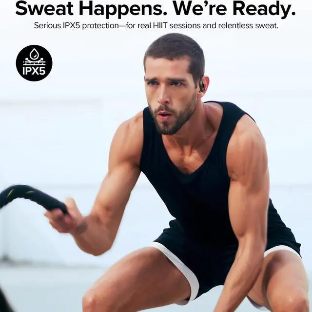 Alt view image 5 of 7 - AUTYUE Wireless Ear Hook Sport Earbuds, Bluetooth Headphones with Mic, IPX5 Waterproof, True Wireless Earbuds, 80H Playtime, Deep Bass, Secure Fit for Running Gym Workout - Black