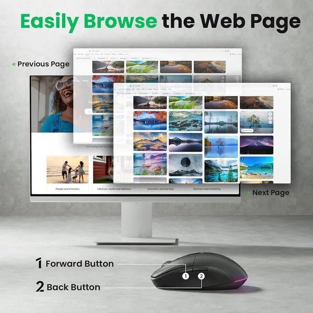 Alt view image 5 of 7 - AUTYUE Type C Rechargeable Wireless Mouse, 2.4G USB C RGB Lighting Computer Mice Silent Click, Ergonomic Design Wireless Mouse for MacBook Air/Pro, Laptop (USB-C Charging Port)