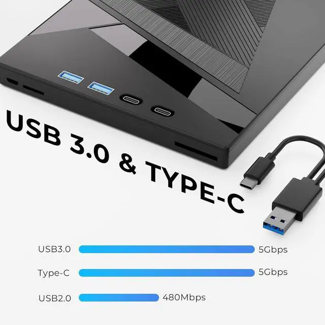 Alt view image 4 of 7 - AUTYUE External DVD Drive, 7-in-1 External CD/DVD Drive for Laptop, USB DVD Burner with SD/TF Port, USB 3.0&Type-C CD ROM External Drive for Laptop Desktop PC Windows XP/7/8/10 Linux MacOS