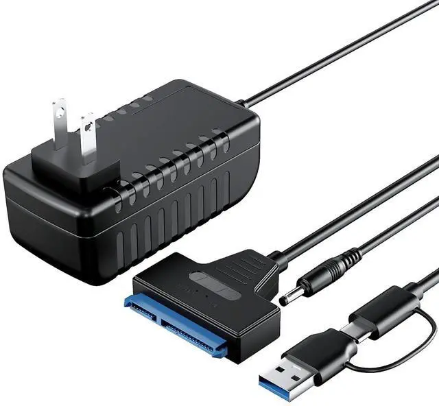 Main image of AUTYUE SATA to USB 3.0 and USB C Adapter Cable for 3.5 2.5 Inch SSD/HDD Hard Drive Reader, USB 3.0 to SATA Adapter External Converter for SSD/HDD Data Transfer with 12V/2A Power Adapter