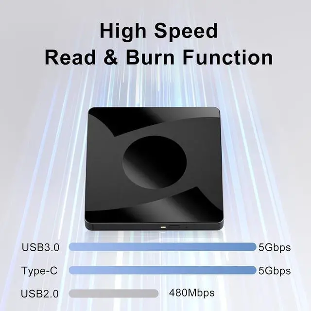 Alt view image 3 of 7 - AUTYUE External CD DVD Drive for Laptop, USB 3.0 Type-C External CD/DVD Drive Portable CD Burner Reader Writer, External Optical Drive for Desktop Laptop PC Windows 11/10/8/7 Linux Mac OS