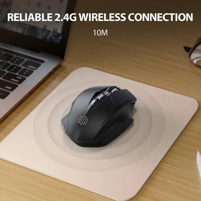 Alt view image 2 of 7 - AUTYUE Wireless Mouse, Rechargeable 2.4G RF Wireless Mouse, Upgraded Visible Battery, 2400 DPI, Silent Ergonomic Computer Wireless Mouse for Laptop, Mac, PC etc.