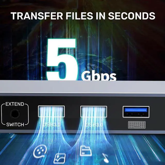 Alt view image 6 of 7 - AUTYUE Displayport KVM Switch 2 Computers 1 Monitor, 8K@60Hz 4K@144Hz USB 3.0 DP KVM Switches for 2 Computers Share one Monitor with 4 USB Ports, Includes Desktop Controller and 5V Power Adapter