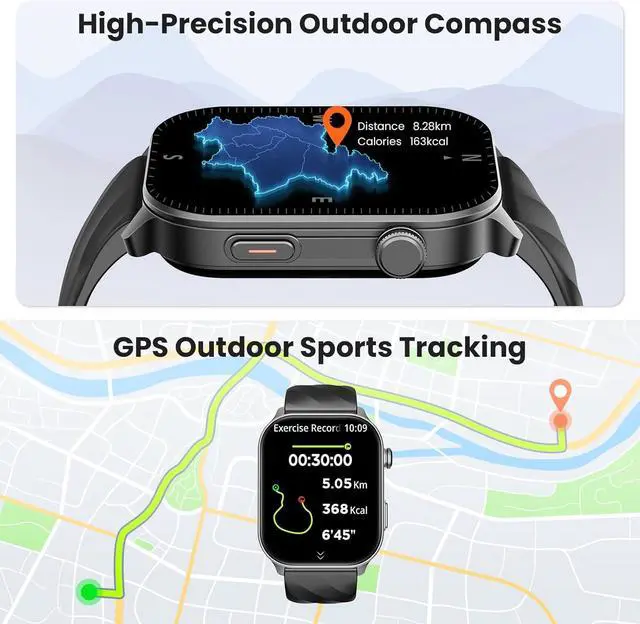 Alt view image 4 of 7 - AUTYUE Smart Watch for Men Women Built-in GPS Fitness Tracker, 2.01" HD Touchscreen(Answer/Make Calls), 110+ Sport Modes with Heart Rate/SpO2/Sleep Monitor/, Compass, 1 ATM Waterproof, for Android iOS