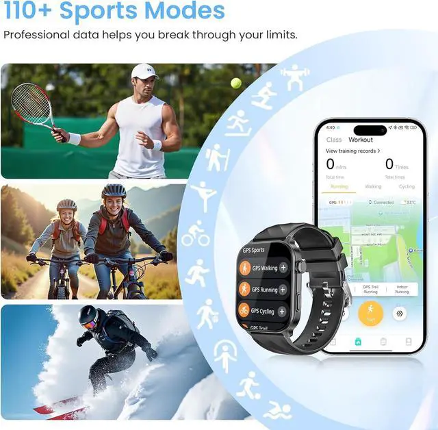 Alt view image 5 of 7 - AUTYUE Smart Watch for Men Women Built-in GPS Fitness Tracker, 2.01" HD Touchscreen(Answer/Make Calls), 110+ Sport Modes with Heart Rate/SpO2/Sleep Monitor/, Compass, 1 ATM Waterproof, for Android iOS