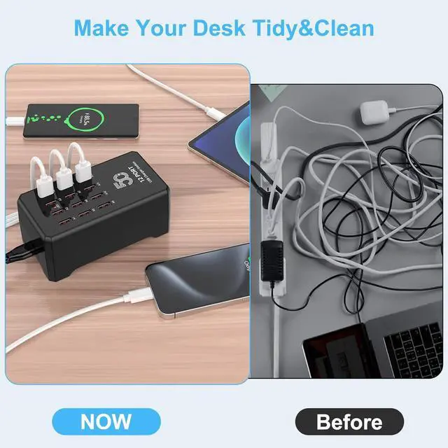 Alt view image 6 of 7 - AUTYUE USB Charging Station for Multiple Devices, 12-Port USB Charger Block 50W, Portable USB Charging Hub Compatible with Cell Phones,Tablet, AirPods and More Devices (US Plug)