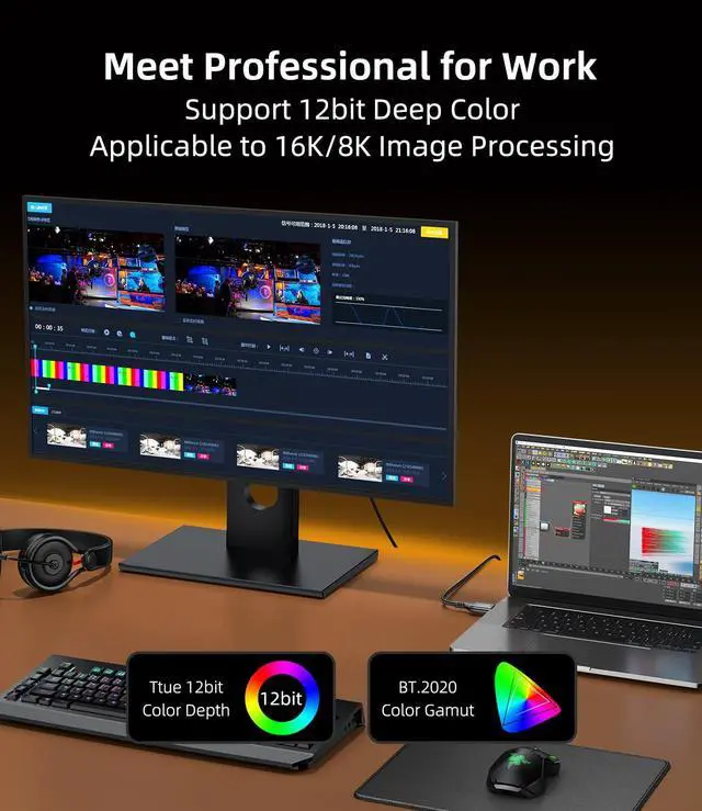 Alt view image 7 of 7 - AUTYUE 16K Displayport Cable, DP 2.1 80Gbps Cable 10FT/3M Support 16K@60Hz,10K@60Hz, 8K@120Hz HBR3 4K@240Hz 165Hz 144Hz 60Hz, HDCP DSC 1.2a, HDR10 FreeSync G-Sync for Gaming Monitor Graphics Card 3M
