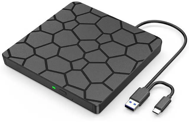Main image of AUTYUE External CD DVD Drive, USB 3.0 Type-C External CD/DVD Optical Drive, Portable CD/DVD Player Burner Reader Writer Recorder for Laptop Windows 11/10/8/7 Linux MacOS Macbook PC (Black)