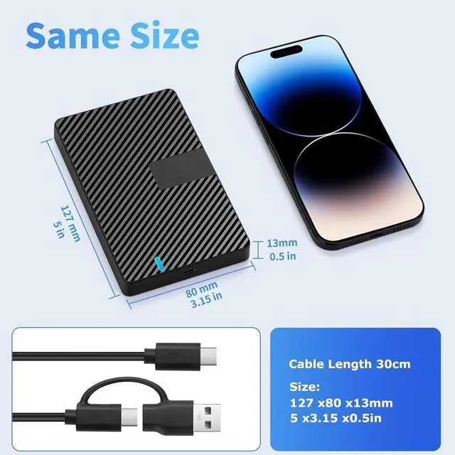 Alt view image 5 of 7 - AUTYUE USB-C External Hard Drive Enclosure 2.5'' HDD SSD for sata - 6Gbps Tool-Free Case Compatible with UASP Drive - for 7mm 9.5mm Drive with Mac-Book WD S-ea-g-ate PlayStation