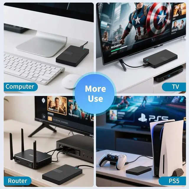 Alt view image 7 of 7 - AUTYUE USB-C External Hard Drive Enclosure 2.5'' HDD SSD for sata - 6Gbps Tool-Free Case Compatible with UASP Drive - for 7mm 9.5mm Drive with Mac-Book WD S-ea-g-ate PlayStation