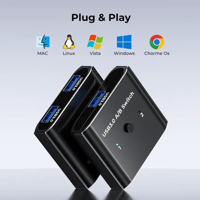 Alt view image 6 of 7 - AUTYUE 2 Ports USB 3.0 Switch 2 in 1 Out / 1 in 2 Out Bi-Directional, USB Switcher 2 Computers Share Printer Keyboard Mouse Scanner,Printer, USB 3.0 Switch for 2 Computers with 2 USB 3.0 Cables