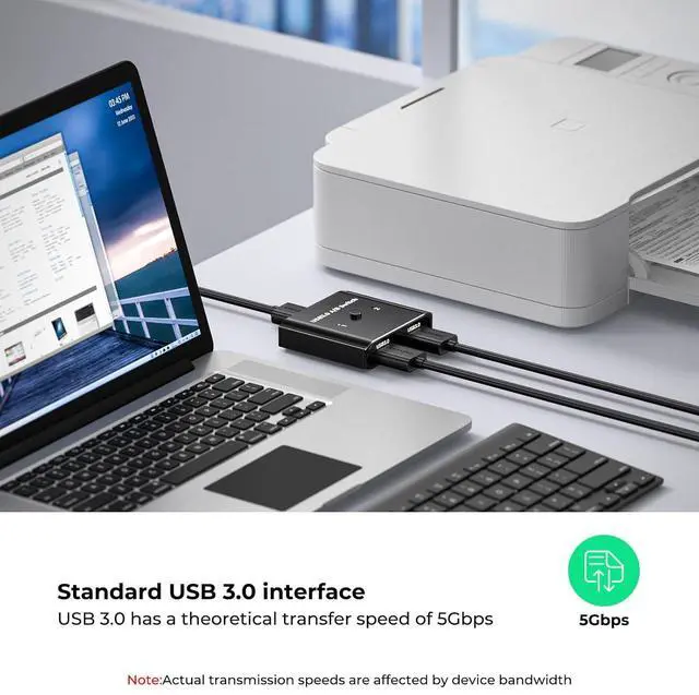 Alt view image 5 of 7 - AUTYUE 2 Ports USB 3.0 Switch 2 in 1 Out / 1 in 2 Out Bi-Directional, USB Switcher 2 Computers Share Printer Keyboard Mouse Scanner,Printer, USB 3.0 Switch for 2 Computers with 2 USB 3.0 Cables