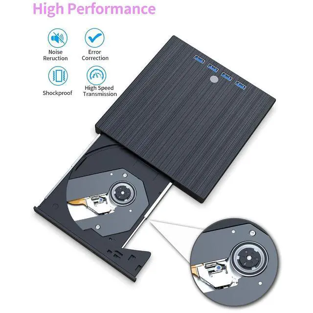 Alt view image 5 of 7 - AUTYUE External CD DVD Drive, 7 in 1 USB 3.0 and Type-C Disc Reader Writer Burner Player,Slim and Portable CD DVD +/-RW Optical Drive for PC Laptop Desktop MacBook, Windows 11, 10, 8.1, 7,Linux Mac OS