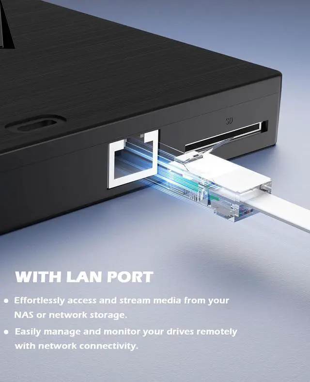 Alt view image 3 of 7 - AUTYUE 7 in 1 External CD/DVD Drive For Laptop With LAN PORT, Portable DVD Player For Laptop with Ethernet Adapter USB & SD/TF Ports, USB 3.0/Type C External CD DVD Drive For PC Windows Linux MacOS