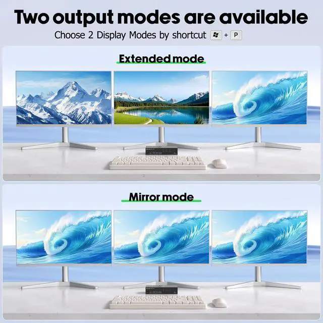 Alt view image 2 of 7 - AUTYUE KVM Switch 3 Monitors 3 Computers 4K@60Hz, EDID Simulation, USB 3.0 HDMI Displayport KVM Switch Triple Monitor for 3 PC Share 3 Monitors and Keyboard Mouse, with Wired Remote & 3 USB Cables
