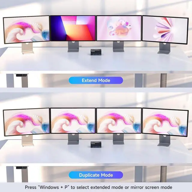 Alt view image 4 of 7 - AUTYUE KVM Switch 4 Monitors 2 Computers, 2 HDMI + 2 DisplayPort Quad Monitors KVM Switch 2 in 4 Out, Support 8K@30Hz/4k@144Hz for 4 Computers Share 4 Displays & 4 USB 3.0 Devices, with Wired Remote