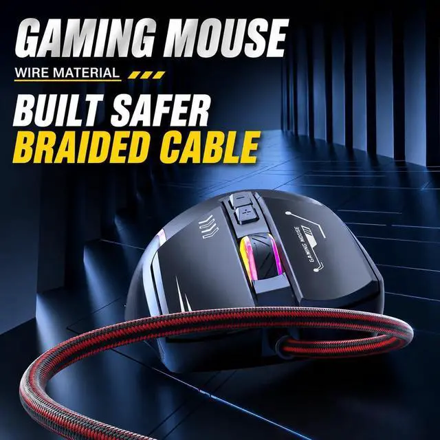 Alt view image 3 of 7 - AUTYUE USB Wired Gaming Mouse for Desktop PC and Laptop Computer, USB Gaming Mouse with Side Buttons Optical Wired Gaming Mouse with 7200DPI, Three Levels DPI adjustment for Laptop, PC