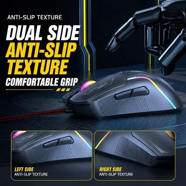 Alt view image 4 of 7 - AUTYUE USB Wired Gaming Mouse for Desktop PC and Laptop Computer, USB Gaming Mouse with Side Buttons Optical Wired Gaming Mouse with 7200DPI, Three Levels DPI adjustment for Laptop, PC