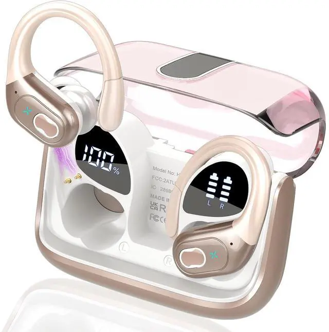 Main image of AUTYUE Wireless Earbuds 75hrs Bluetooth 5.4 Headphone Sport, Bluetooth Earbuds Stereo Deep Bass Over Ear Bud with Earhooks, ENC Noise Cancelling Mic, IPX7 Waterproof Earphone for Gym/Workout,Rose Gold