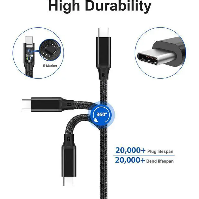 Alt view image 5 of 7 - AUTYUE USB C to USB C Cable 1.65ft./0.5M, Braided USB 4 Cable, 8K HD Display, 40 Gbps Data Transfer, 240W USB-C Charging Cable for Thunderbolt 3/4, MacBook Pro, Type-C Laptop, Hub, Docking, and More.