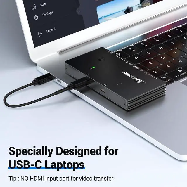 Alt view image 6 of 7 - AUTYUE 10Gbps USB 3.2 Switch 2 Computers Share 1 USB C & 3 USB A Devices, 2 in 4 Out USB Switch Selector for 2 Laptop Keyboard Mouse Portable SSD, with 2 USB C Data Cables and Wired Remote