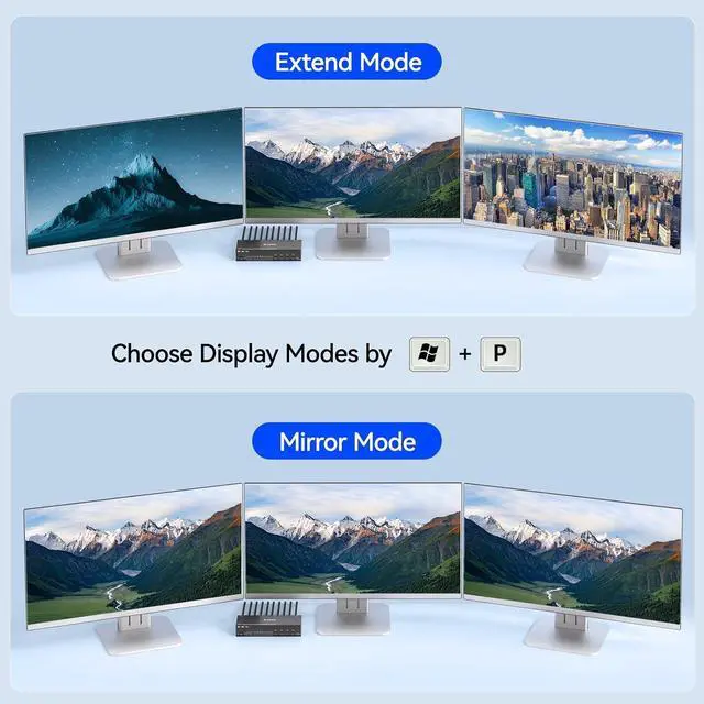 Alt view image 7 of 7 - AUTYUE KVM Switch 3 Monitors 4 Computers, Triple Monitor 2 Displayport + 1 HD-MI | 4 Ports for 4 PC, 3 Screens Output, DP 1.4 Support 8K@30Hz/4K@144Hz, HD-MI2.1 Support 8K@60Hz/4K@120Hz, 5Gbps USB 3.0