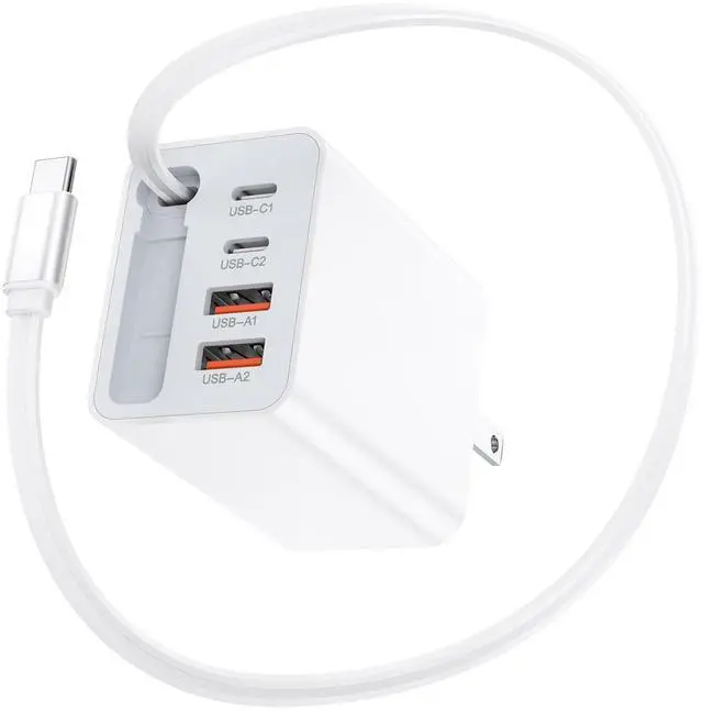 Main image of AUTYUE 5-in-1 Retractable Wall Charger, 40W Retractable USB C Charger Wall Plug | 5-Ports USB C Charger Block with Retractable Cable,Fast Charging Foldable Block for iPhone 17/16/15, Android Phones..