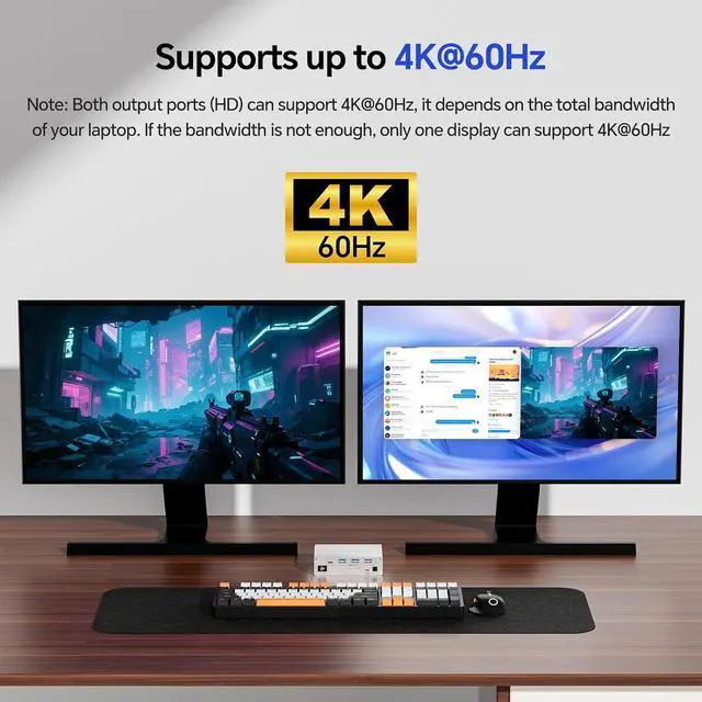 Alt view image 7 of 7 - AUTYUE USB C KVM Switch 2 Monitors 2 Laptops, 4K @60Hz MST Dual Monitor KVM Switch for 2 Computers, with 3 USB A + 1 USB C Ports, 100W PD and 1G Ethernet, Wired Remote Control and USB C Cables