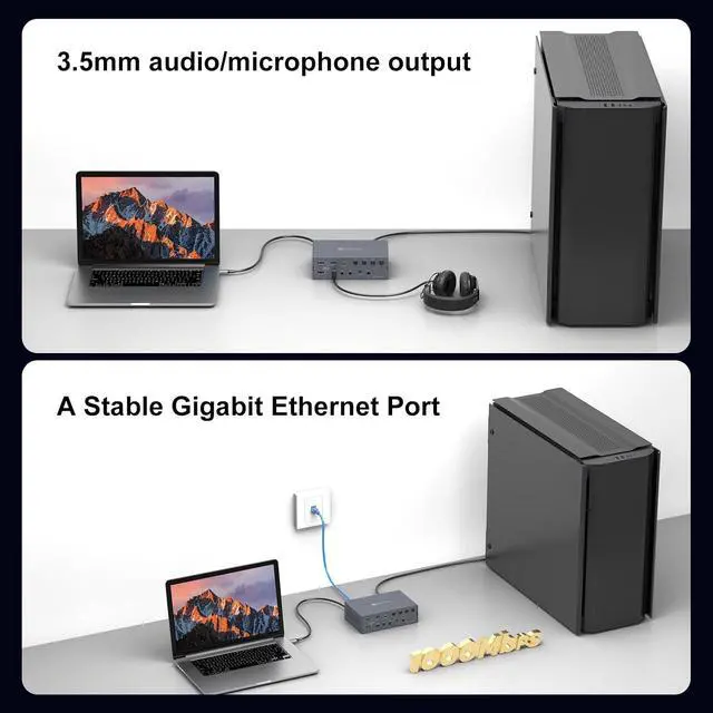 Alt view image 6 of 7 - AUTYUE USB C KVM Switch 4 Computers 4 Monitors, KVM Docking Station for M1 M2 M3 M4 with Displaylink Technology, 4K@60Hz HD-MI KVM Multi-Monitor Extended/Mirrored Display Out for Windows Mac OS