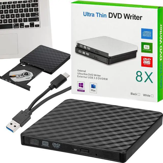 Main image of AUTYUE External DVD Drive, USB 3.0 Type-C External CD/DVD Drive, Portable CD DVD +/-RW Burner
Reader for Laptop Desktop PC Windows 11/10/8/7 Linux Mac OS, Plug and Play Slim Optical DVD Drive