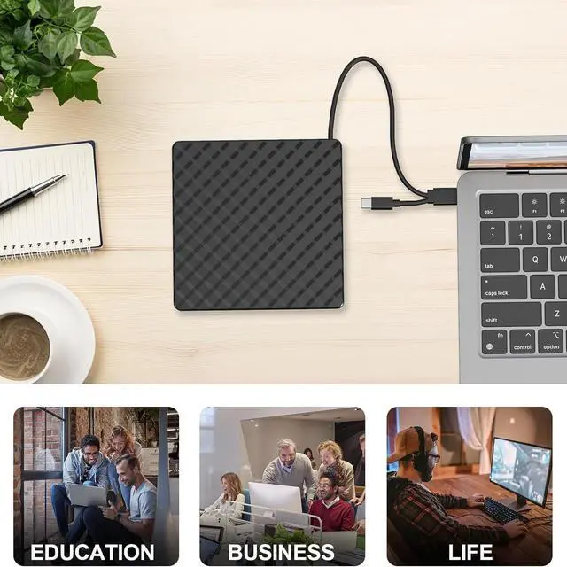 Alt view image 4 of 7 - AUTYUE External DVD Drive, USB 3.0 Type-C External CD/DVD Drive, Portable CD DVD +/-RW Burner
Reader for Laptop Desktop PC Windows 11/10/8/7 Linux Mac OS, Plug and Play Slim Optical DVD Drive