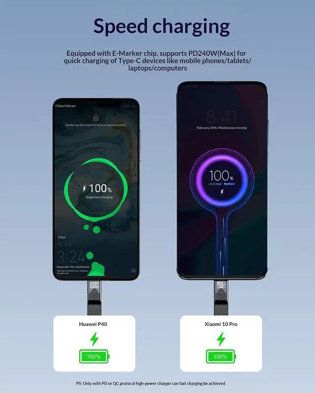 Alt view image 5 of 7 - AUTYUE USB5 USB-C to USB-C Short Flat Cable Compatible with Thunderbolt 5/4/3, 240W PD Fast Charging, 80Gbps Data Transfer, 16K Video, USB 5 Cable for iPhone 17/16 Pro Max,MacBook,SSD,Docking,eGPU