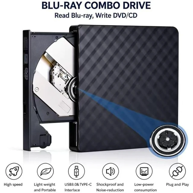 Alt view image 5 of 7 - AUTYUE USB 3.0 & Type-C Blu Ray Burner, Portable USB External Blu-ray DVD Drive, External Blueray/ CD DVD Drive for PC Supports Read/Burn, Versatile Blu Ray Writer Compatible with Windows/Linux/MacOS