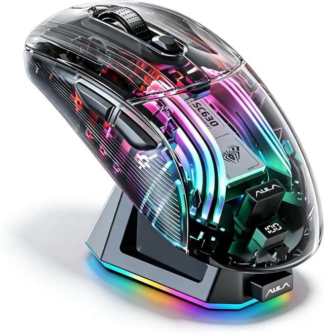 Main image of AUTYUE Transparent Wireless Gaming Mouse, Tri-Mode RGB, Battery Display, Black
Tri-Mode 2.4G/Bluetooth/USB-C | RGB Magnetic Dock | Transparent Shell | 4000 DPI | Silent Click | for PC, Mac, Laptop