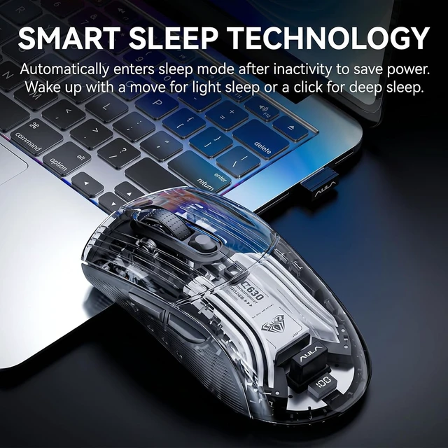Alt view image 7 of 7 - AUTYUE Transparent Wireless Gaming Mouse, Tri-Mode RGB, Battery Display, Black
Tri-Mode 2.4G/Bluetooth/USB-C | RGB Magnetic Dock | Transparent Shell | 4000 DPI | Silent Click | for PC, Mac, Laptop