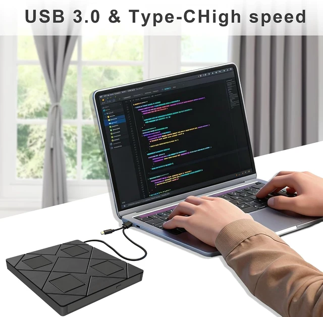 Alt view image 3 of 7 - AUTYUE 8-in-1 Portable DVD Player for Laptop, External CD DVD Drive Featuring USB*2 /USB C*2,TF/SD Card Reader, USB 3.0 Type C CD/DVD +/-RW Burner,Compatible with Windows 11/10/ 8/7/XP, Linux, Mac OS