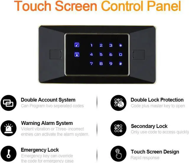 Alt view image 4 of 6 - TIGERKING Security Home Safe, Safe Box- Black 2.05 Cubic Feet