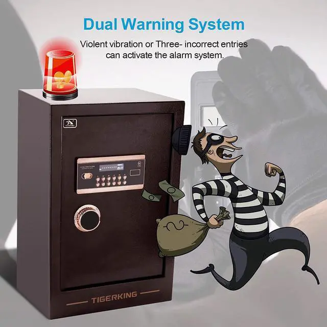 Alt view image 6 of 6 - TIGERKING Burglary Digital Security Safe Box for Home Office Double Safety Key Lock and Password Safes 3.47 Cubic Feet