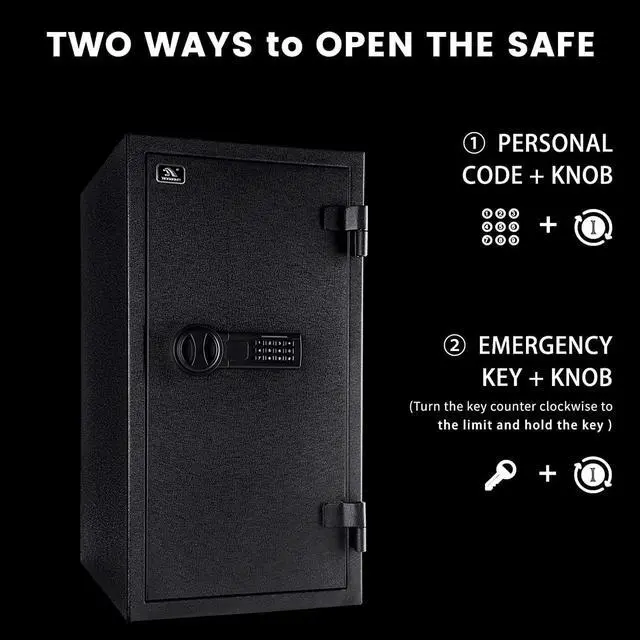 Alt view image 5 of 6 - TIGERKING Safe Box,Fireproof Safe,3.47 Cubic Feet,Large Steel Money Safe Home Safe with Digital Lock for Home and Office