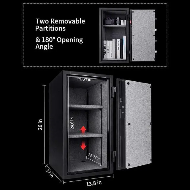 Alt view image 6 of 6 - TIGERKING Safe Box,Fireproof Safe,3.47 Cubic Feet,Large Steel Money Safe Home Safe with Digital Lock for Home and Office