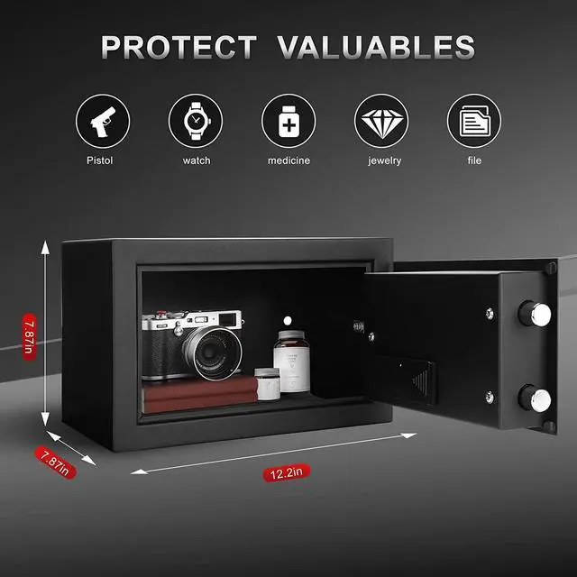 Alt view image 4 of 7 - TIGERKING Digital Keypad Safe Box, Small Safe Money Safe Lock Box Cabinet Safes, Solid Alloy Steel Office Hotel Home Mini Safe for Cash, Jewelry, Documents,0.5 Cubic Feet